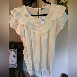Ruffled Lace-Trim Short-Sleeve Blouse
